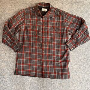 VTG Sedgefield Mens Large Flannel Quilted Jacket‎ Grey Red Plaid Field Coat